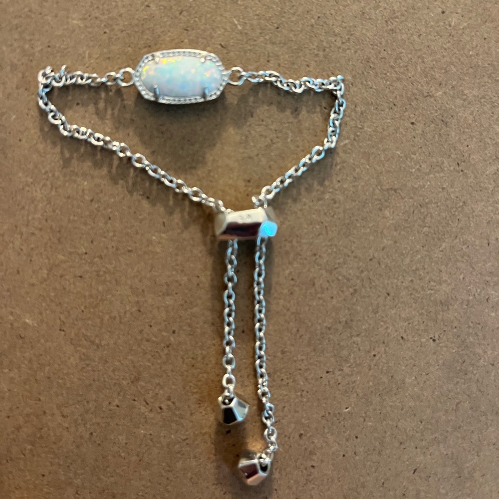 Kendra Scott Elaina Silver Adjustable Chain Bracelet in White